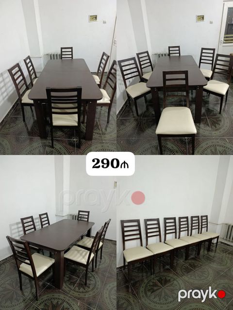 Qonaq otağı üçün, İşlənmiş, Dördbucaq masa, 6 stul — Bakı