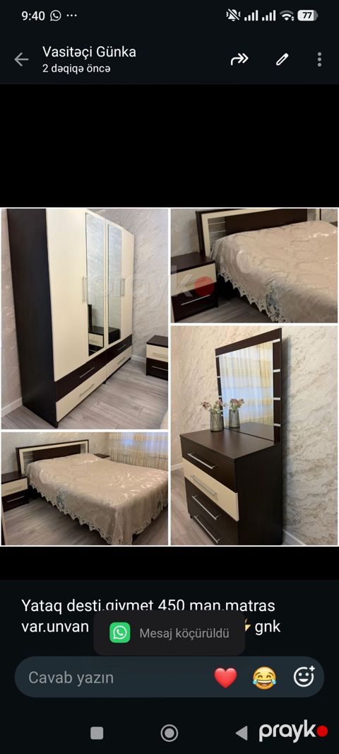 Yataq desti.qiymet 450 man.matras var.unvan Qaracuxur qes.g749 gnk — Bakı