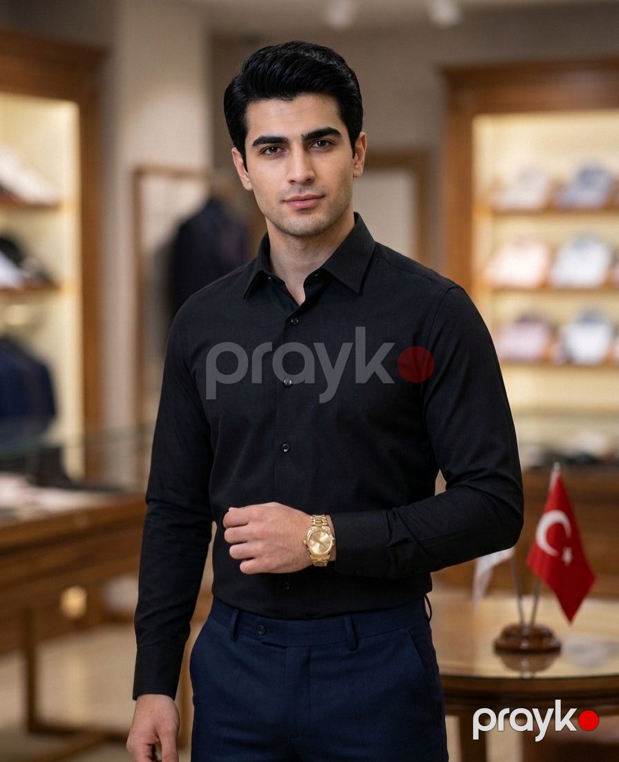 Uzunqol köynək ZYN085, qara, pambıq, ölçü XL — Mallar, Bakı (2)