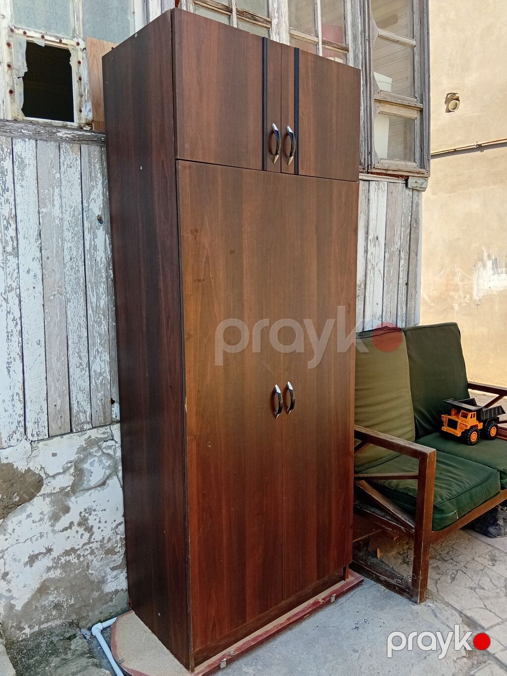 İki bölməli paltar şkafı - Material: laminat/LDSP, tünd qoz rəngi — Şkaflar, Bakı (4)