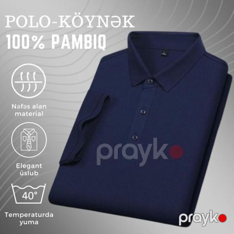 Kişilər üçün polo EB_780, göy, pambıq, ölçü M — Bakı