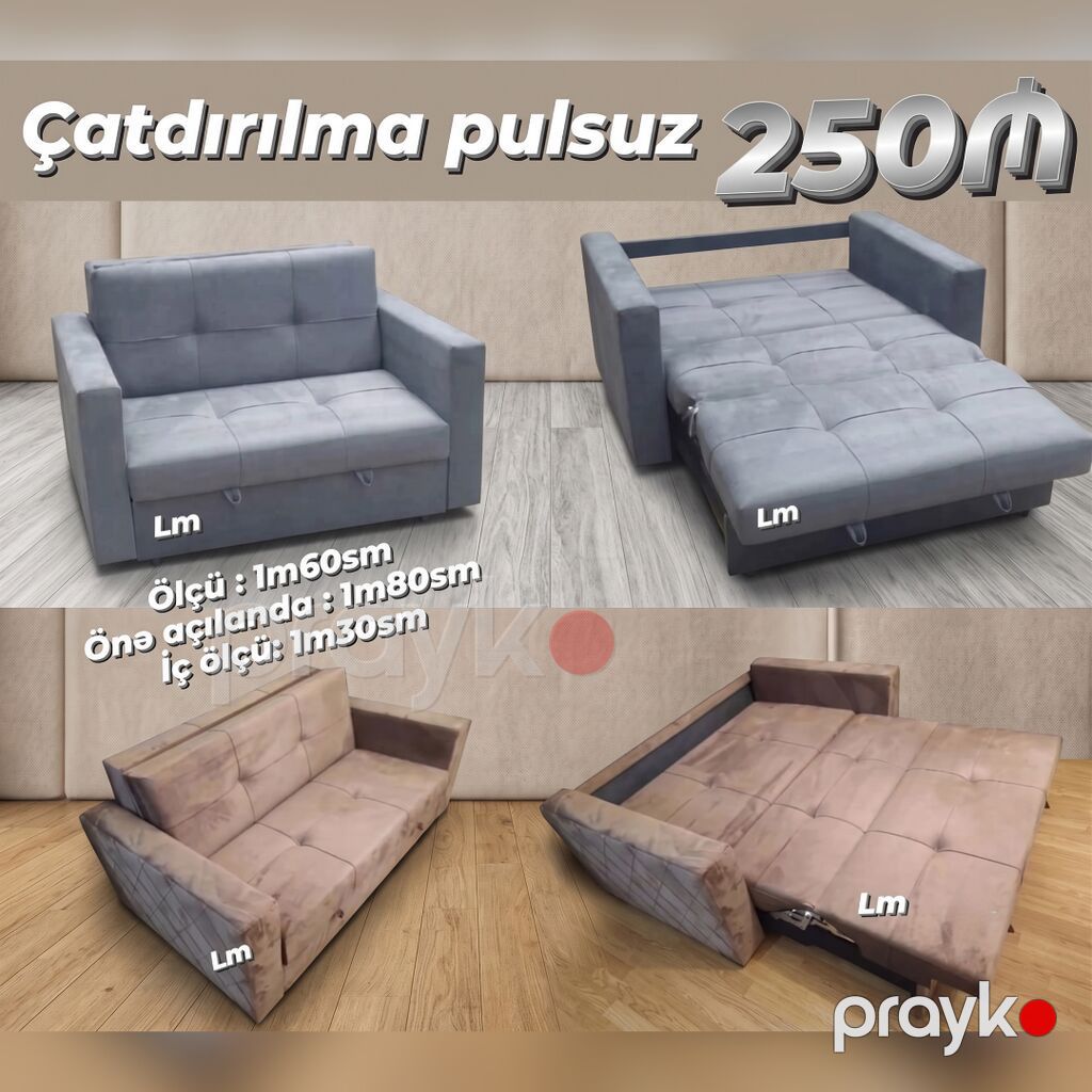 Amerikanka divan Yeni və sifarişlə Qiymət 250₼ Ölçü 1m60sm Önə — Divanlər, Bakı (2)