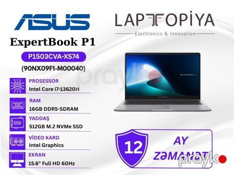 Asus ExpertBook P1 P1503CVA-XS74 90NX09F1-M00040 — Bakı