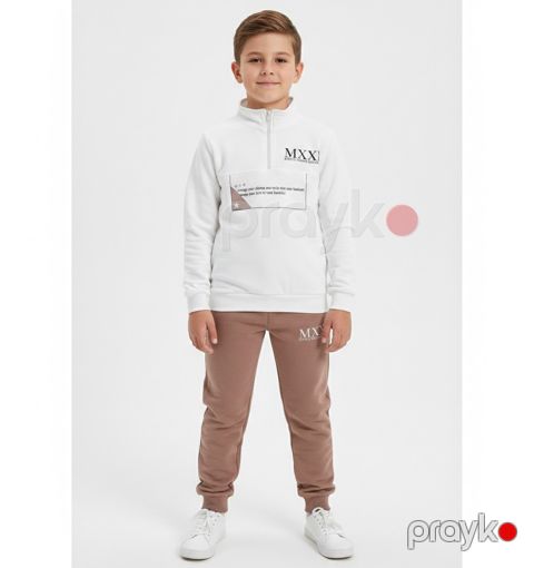 Oğlanlar üçün şalvarlı dəst 26847353, pambıq, ağ/bej, 9 yaş — Bakı