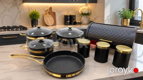 Qab-qacaq dəsti Bonera MGR-S0032, qranit, 12 əşya, qara — Bakı