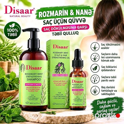 Rozmarin və Nanə Saç Şampunu + Saç Gücləndirici Yağ