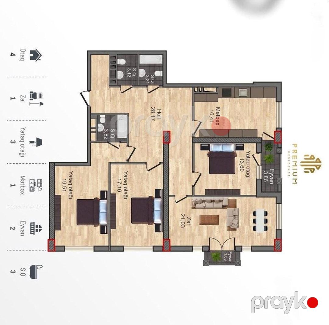 Satılır 4 otaqlı yeni tikili 132 m² — Mənzil, Bakı (2)