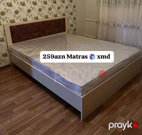 Yataq dəsti – taxta çərçivəli, arxalıqlı model - Rəng: açıq bej gövdə — Mehdiabad