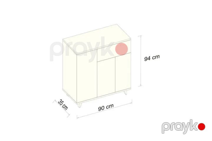 Komod mv_13900171, LDSP/laminat, ağ/qəhvəyi, 90x35x94 sm — Mallar, Bakı (2)