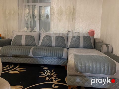 Gri rəng çalarlarında yumşaq parça ilə üzlənmiş, modullu oturma dəsti — Mehdiabad