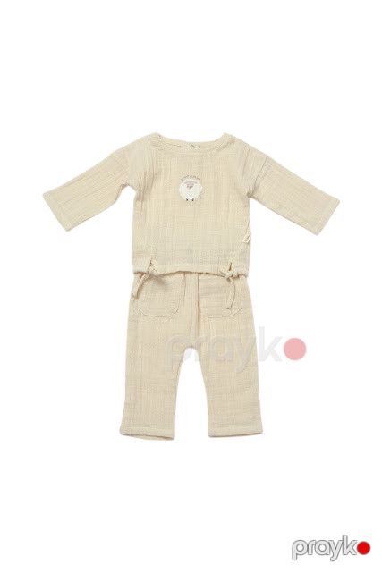 Dəst 2 ədədli BabyCosy CSYM7024 köynək və şalvar, pambiq, ölçü 12-18 ay, qəhvəyi — Bakı