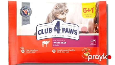 Nəm yem pişiklər üçün Club 4 Paws, dana əti ilə, 85 q — Bakı