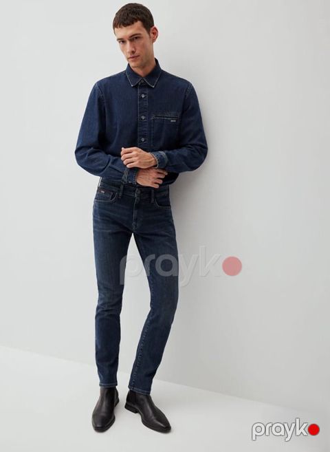 Kişilər üçün dar cins model 10018, göy, pambıq, ölçü 33 — Bakı
