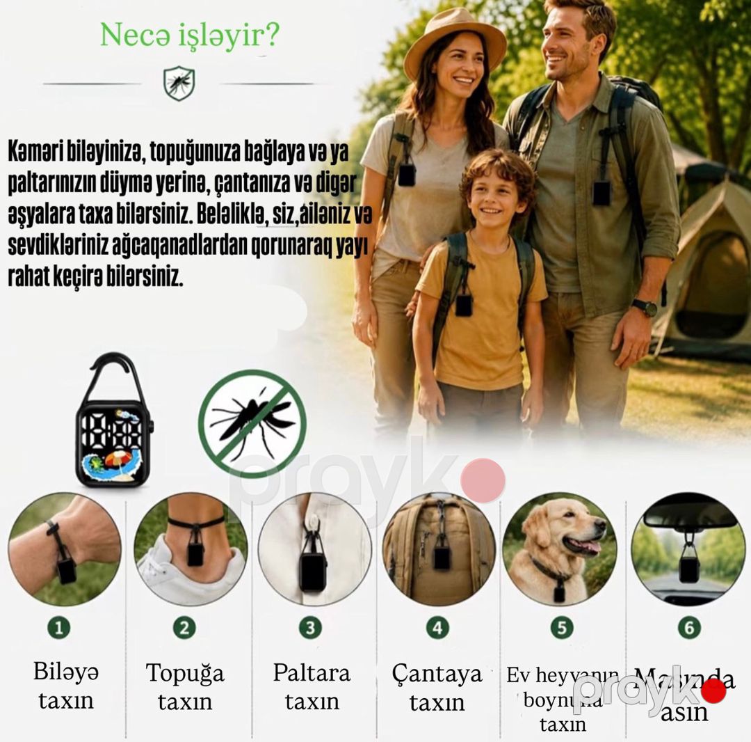 Ağcaqanad əleyhinə qolbaq, Ağcaqanadlara qarşı/Həşəratlara qarşı, 5 Vt, Qara — Mallar, Bakı (3)