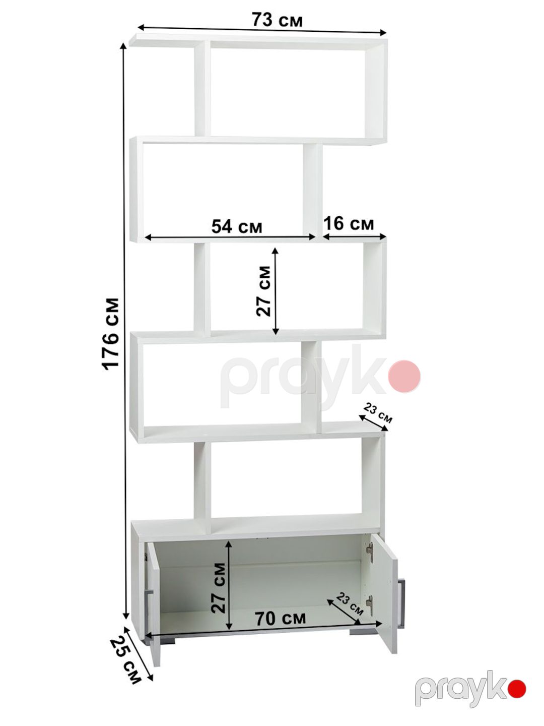 Stellaj Letta White, 176х25х73 sm, Ldsp, ağ — Mallar, Bakı (2)