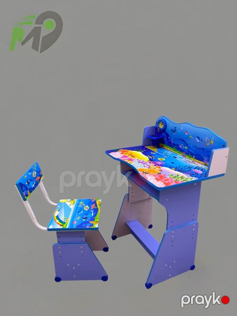 Məktəbli masası və oturacaq N-409, taxta, göy, 78x56x11 sm — Bakı