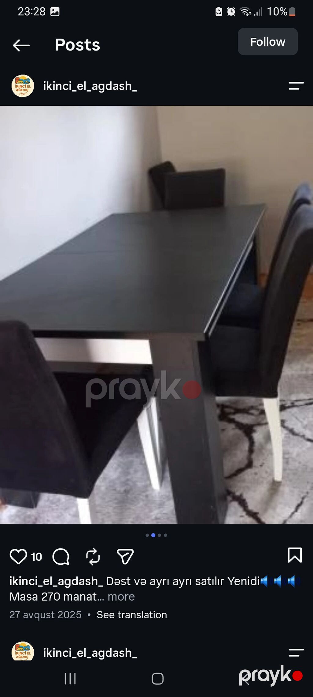 Qonaq otağı üçün, İşlənmiş, Açılan, Dördbucaq masa, 4 stul — Masalar və stullar, Ağdaş (3)