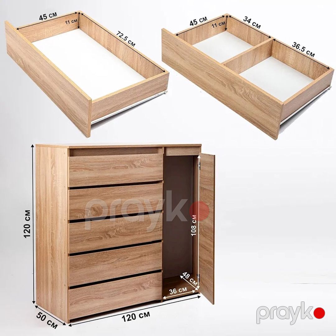 Komod Letta, bej, Ldsp, 120x50x120 sm — Mallar, Bakı (2)