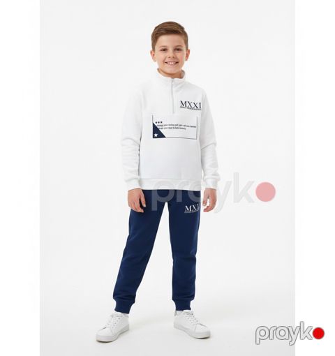 Oğlanlar üçün şalvarlı dəst 26847353, pambıq, ağ/göy, 6 yaş — Bakı