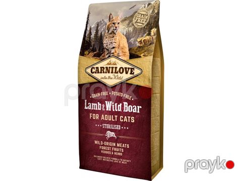 Sterilizasiya edilmiş pişiklər üçün quru yem Carnilove Lamb & Wild Boar, 6 kq — Bakı