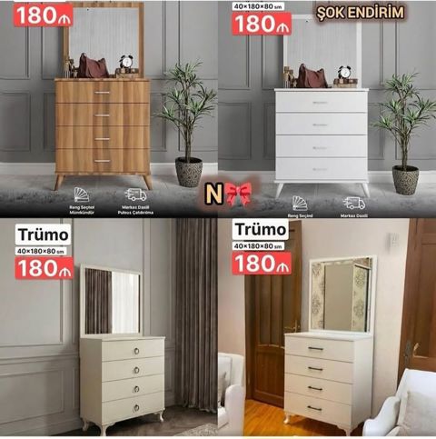 Trümo – 4 çekmecəli güzgülü komod - Ölçü: 40 180 80 sm (güzgü — sifaris_yeni_mebel_Gülü_Hüseyn — Dressers and nightstands