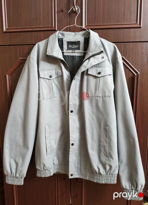 New Fashion kişi gödəkçəsi – boz rəng - Model: qısa kəsim, klassik — İmişli