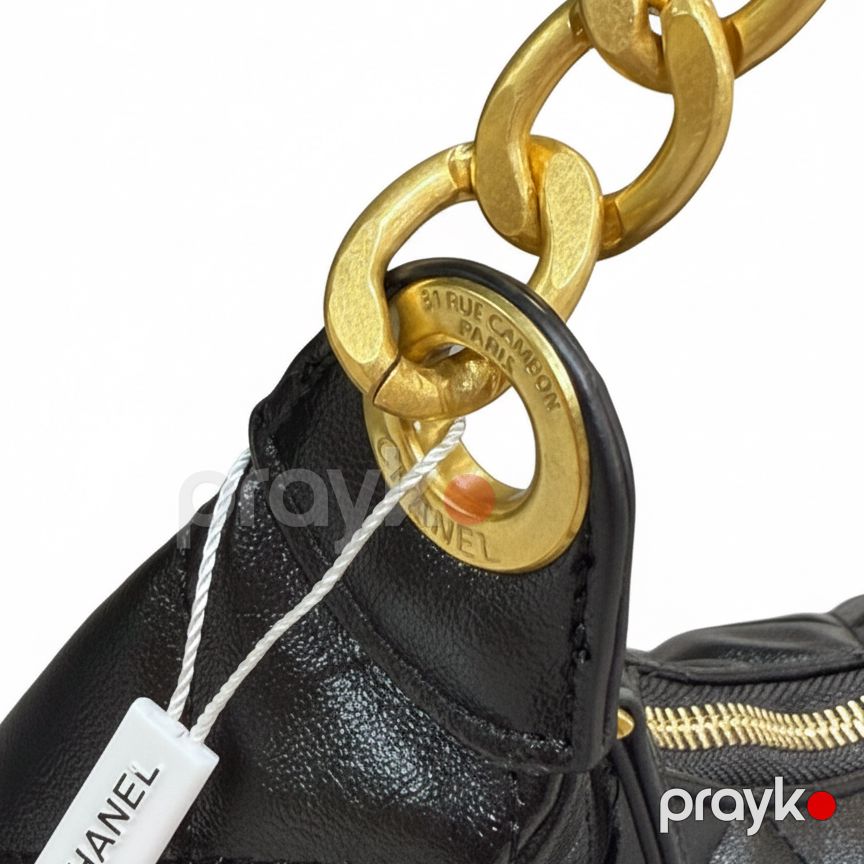 Chanel Lüks Qara Zam Deri Çanta – 30 sm Qızılı Zəncir Detallı — Çantalar, çamadanlar, cüzdanlar, Bakı (6)