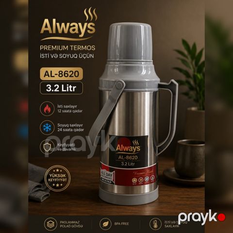 Termos, 3.2 l, ABS-plastik, Boz — Bakı