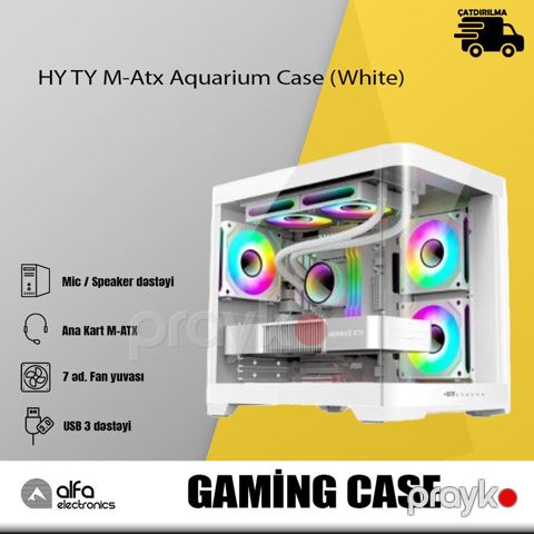 HY TY M-Atx Aquarium Case (White) — Bakı