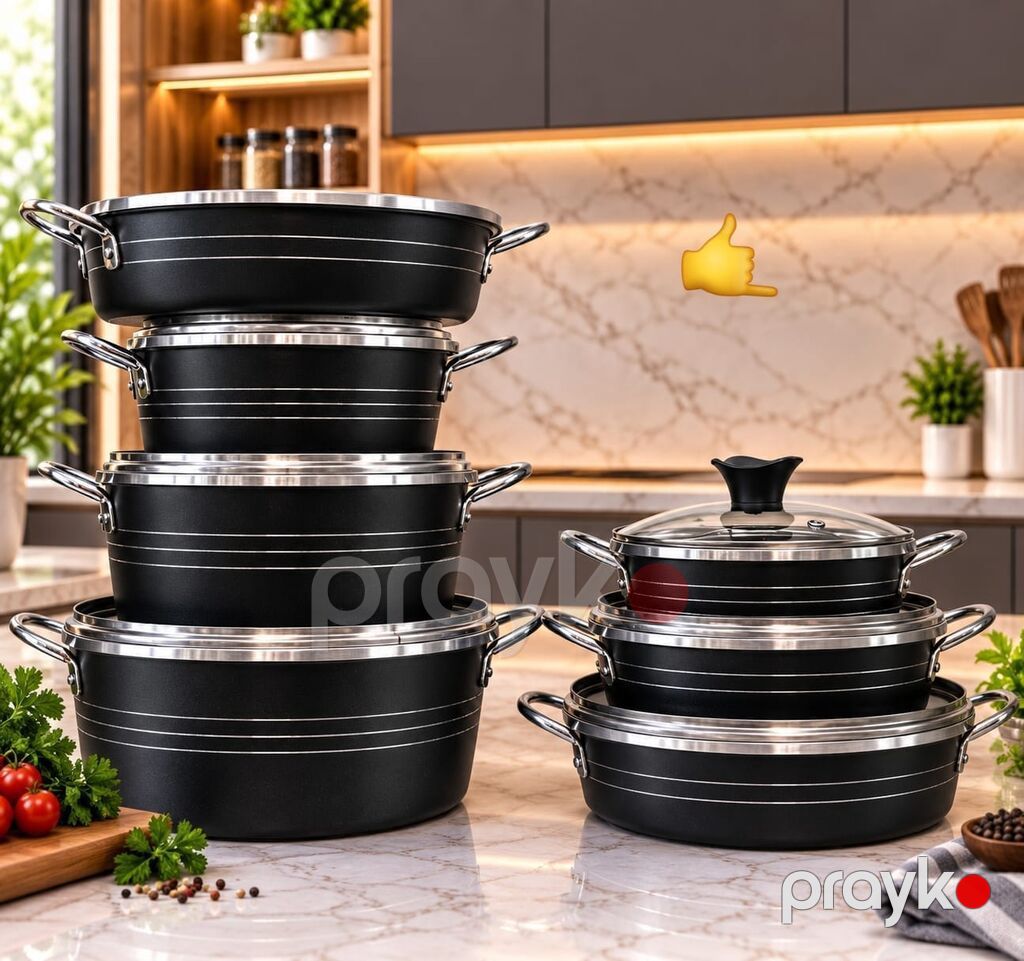 Qazan dəsti + tava dəsti (130 manat) - 9 parçalı qranit qab-qacaq — Təklifler, Digah (6)