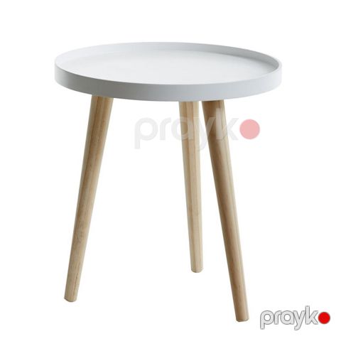 Jurnal masası Jysk Bakkebjerg, diametr 40 sm, hündürlüyü 43 sm, bütöv şam ağacı/MDF, ağ/qəhvəyi — Bakı