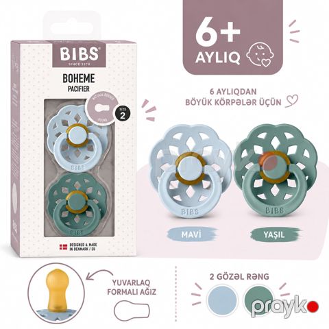 Əmzik dəsti Bıbs Boheme 6+ ay, lateks, 2 əd — Bakı