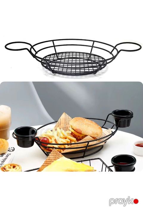 Burgerlər üçün boşqab, metal, qara, 18x25 sm — Bakı
