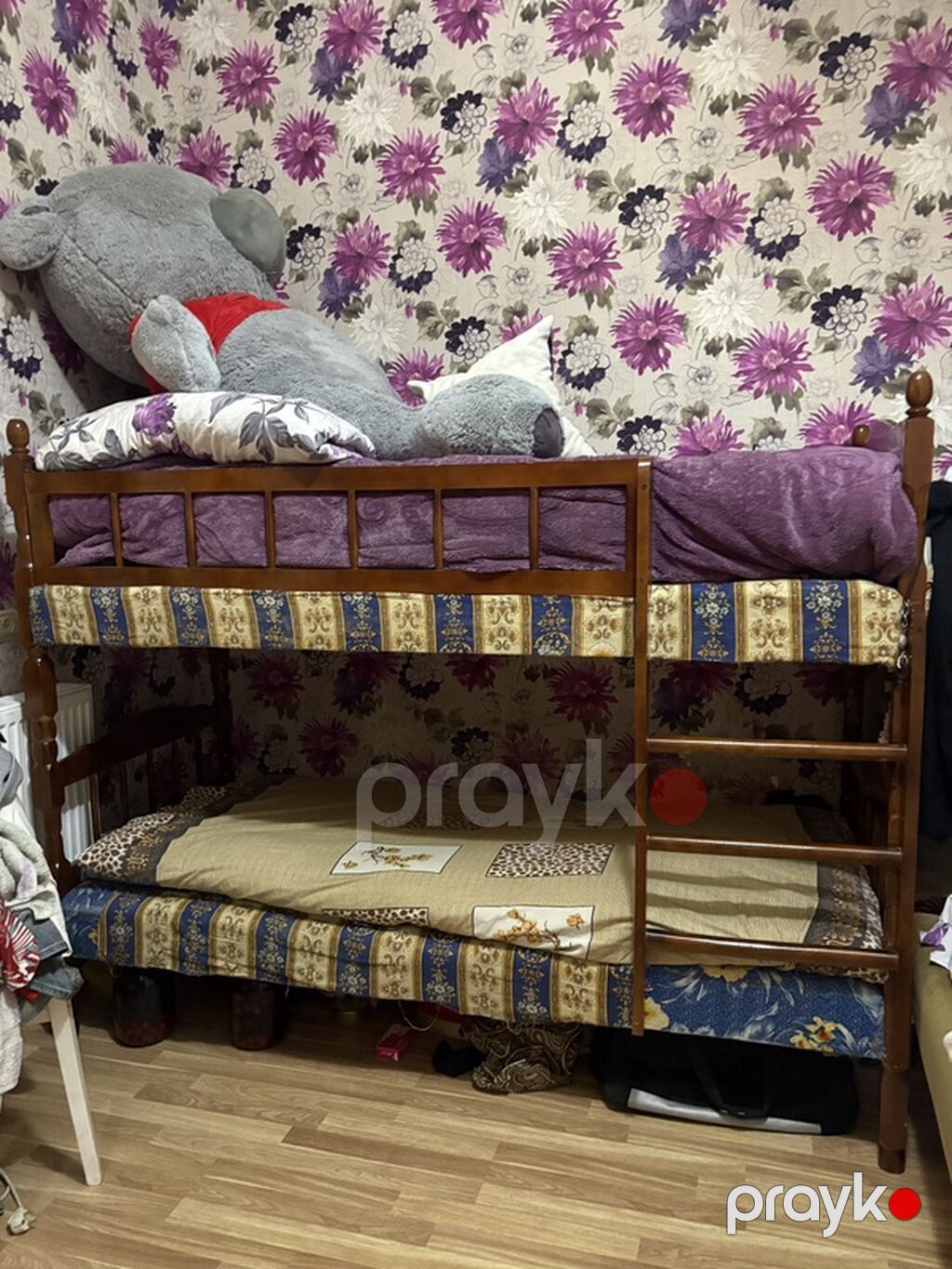 İki mərtəbəli taxta çarpayı - Material: bərk taxta karkas, klassik — Yataqlar, Bakı (2)