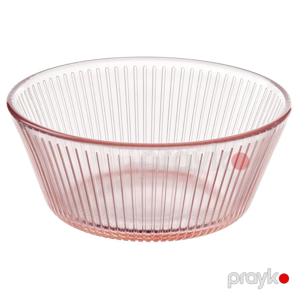 Kasa IKEA Havsgadda, zolaqlı, temperlənmiş şüşə, çəhrayı, 12 sm, 300 ml — Mallar, Bakı (2)