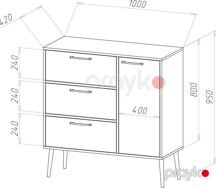 Komod mv_13900305, laminat/LDSP, antrasit/qəhvəyi, 95x42x100 sm — Mallar, Bakı (3)