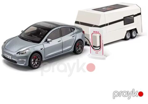 Oyuncaq maşın Sürülən Tesla GoldStar, karvan və şarj stansiyası ilə, boz rəngdə, 6+ yaş - GoldStarAE-1988-25-6B — Bakı