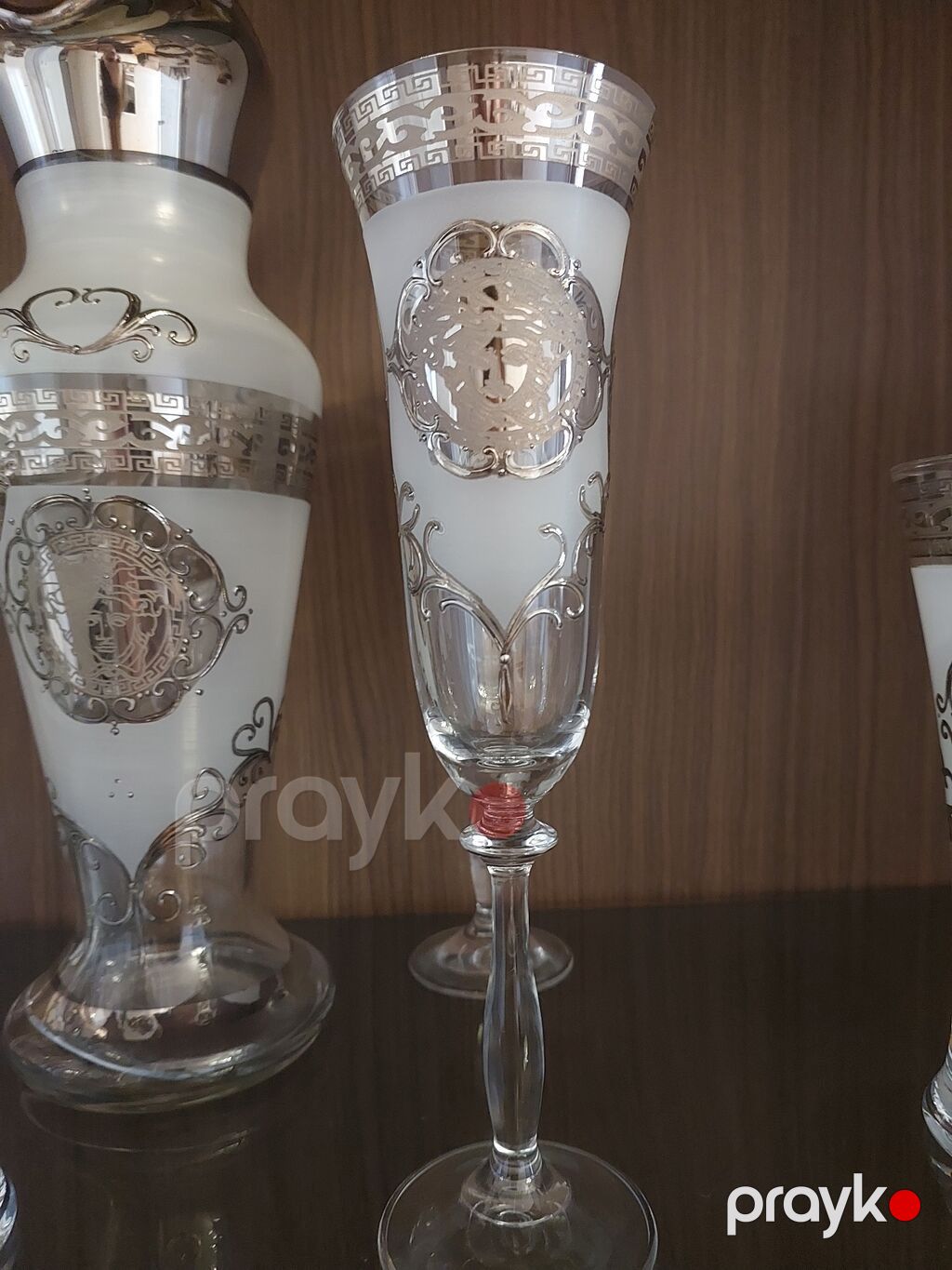 Şüşə qraf və bokal dəsti - Tərkib: 1 ədəd böyük qraf + 12 ədəd bokal — Süfrə qabı, Bakı (4)