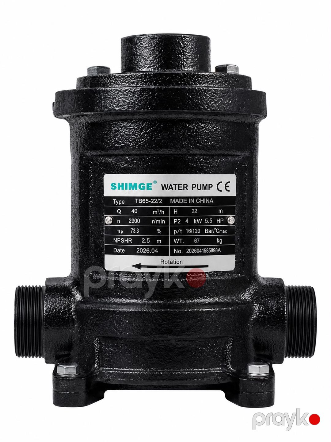 Səthi nasos Shimge TB65-22/2, mərkəzdənqaçma, 4000 Vt, 22 m, 666.66 litr/dəq — Mallar, Bakı (2)