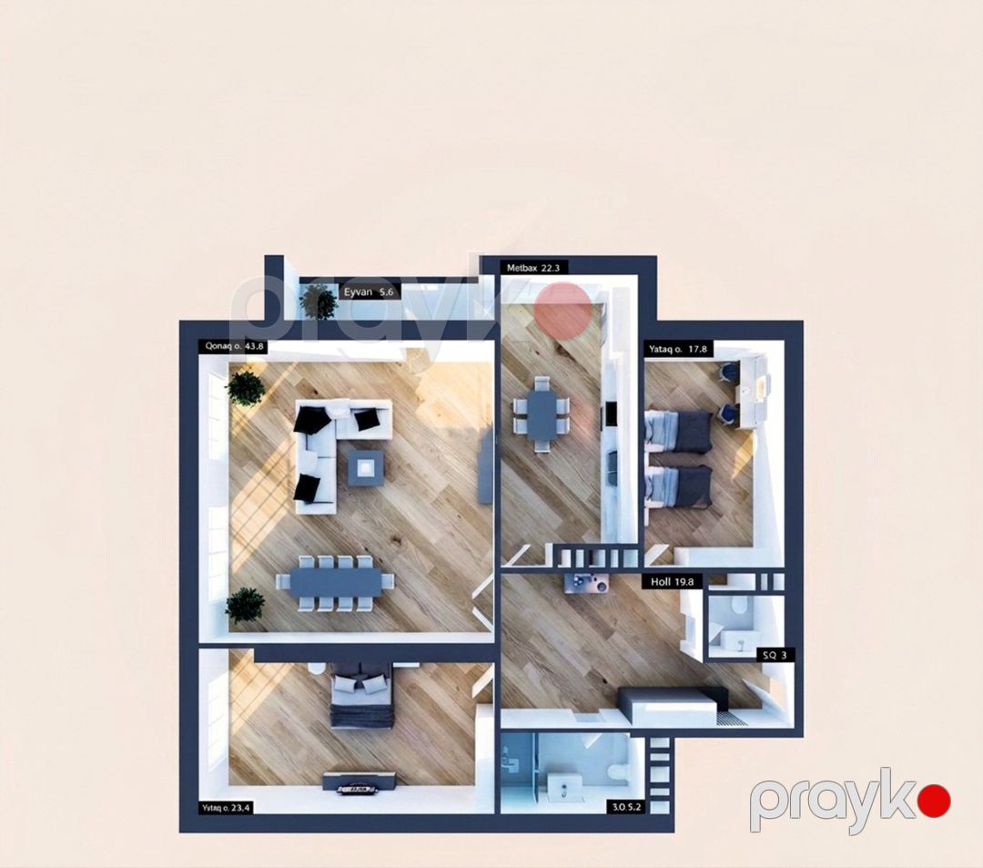 Satılır 4 otaqlı yeni tikili 144 m² — Mənzil, Bakı (4)