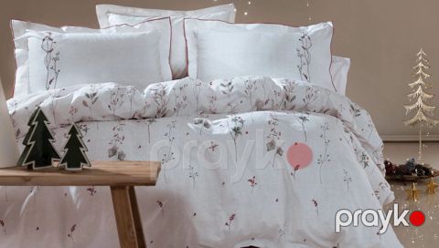 Yataq dəsti Yataş Liset yorğan üzü 220x240, mələfə 240x280, yastıq üzü 50x70, ikinəfərlik XL, ağ — Bakı