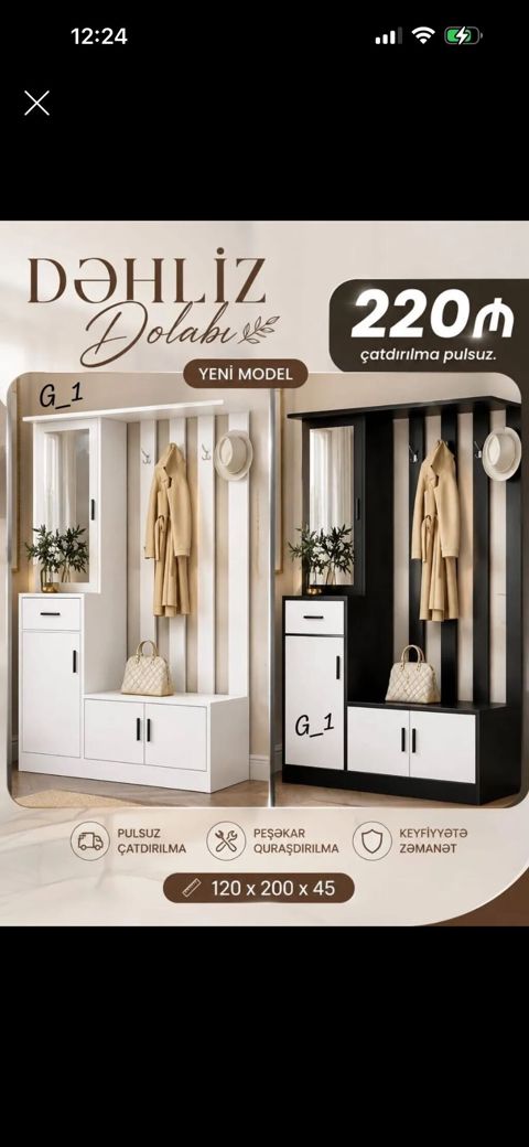 Dəhliz Dolabı – Yeni model - Ölçülər: 120 200 45 sm - Rəng — mebeldivansifarisle — Для прихожей