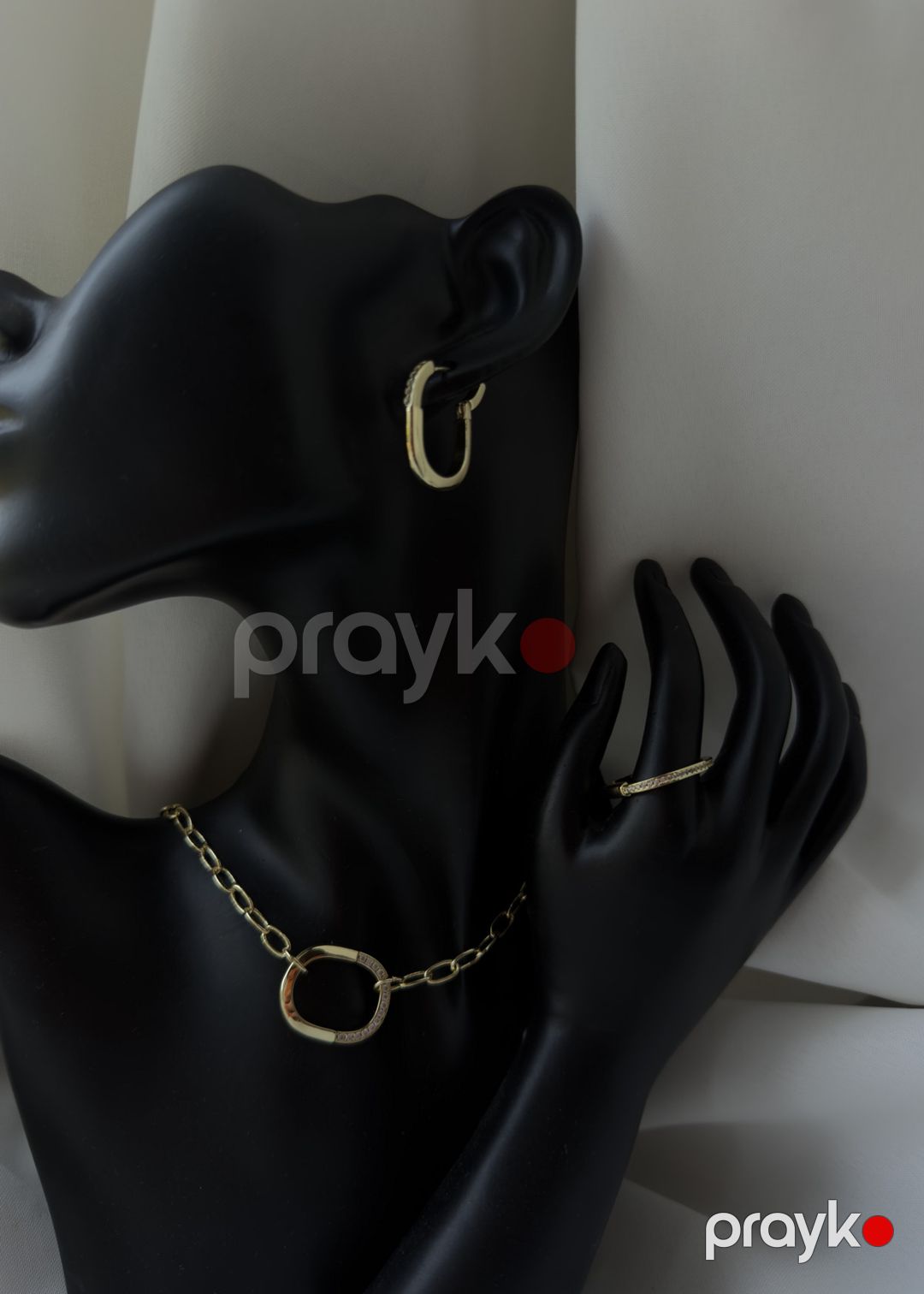 Bijuteriya dəsti No brand, Boyunbağı və sırğa və üzük, Qadınlar üçün, Qızılı, Polad — Mallar, Bakı (2)