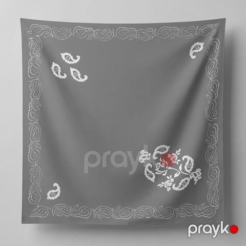 Kəlağayı Süsən S1661, ipək, boz, 75x75 sm — Bakı