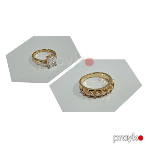 Qadınlar üçün üzük dəsti 43009-1, paslanmayan polad, qızılı — Bakı