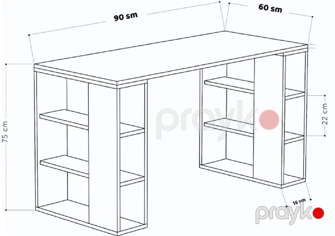 Kompüter masası Letta Air, laminat, ağ tıxmalı, 90x60x75 sm — Mallar, Bakı (3)