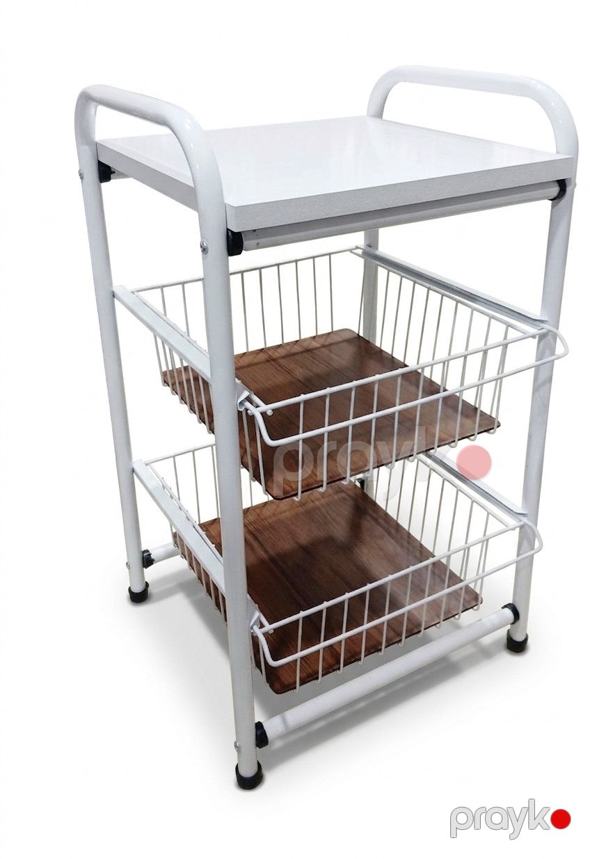Etajerka meyvə və tərəvəz üçün NP17, metal/taxta, boz/qəhvəyi, 53x33x32.1 sm — Mallar, Bakı
