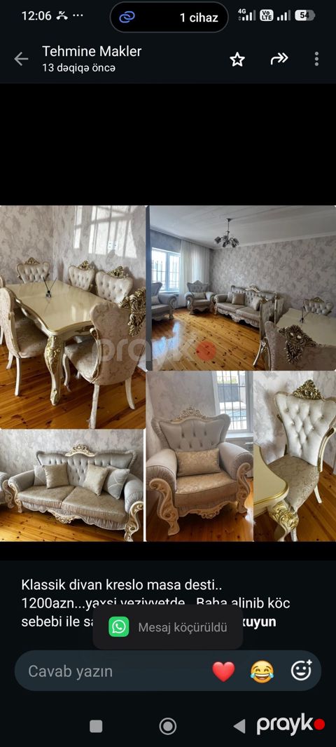 Klassik divan kreslo masa desti. 1200azn. yaxsi veziyyetde. Baha — Bakı