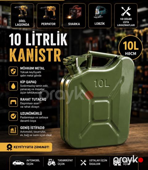 Metal kanistr 10 l yaşıl — Bakı