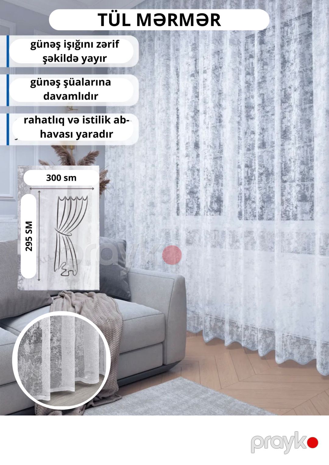Tül P874, kətan, ağ, 300x295 sm — Mallar, Bakı (3)